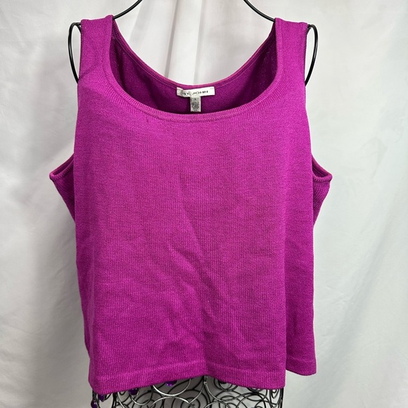 St John Magenta pink santana knit tank top size L - Picture 1 of 9